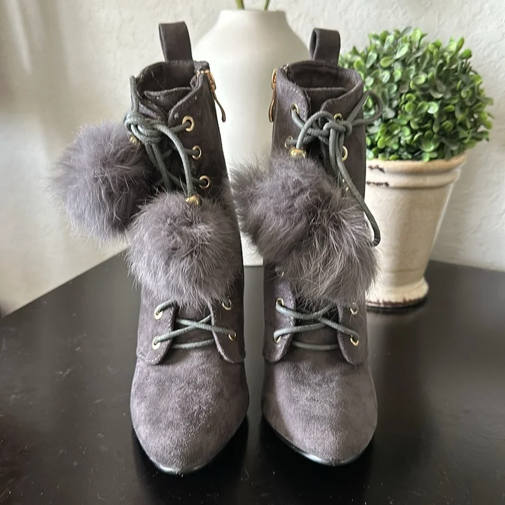 Catherine Malandrino Gray Heeled Booties - Size 6.5 - Picture 2 of 10